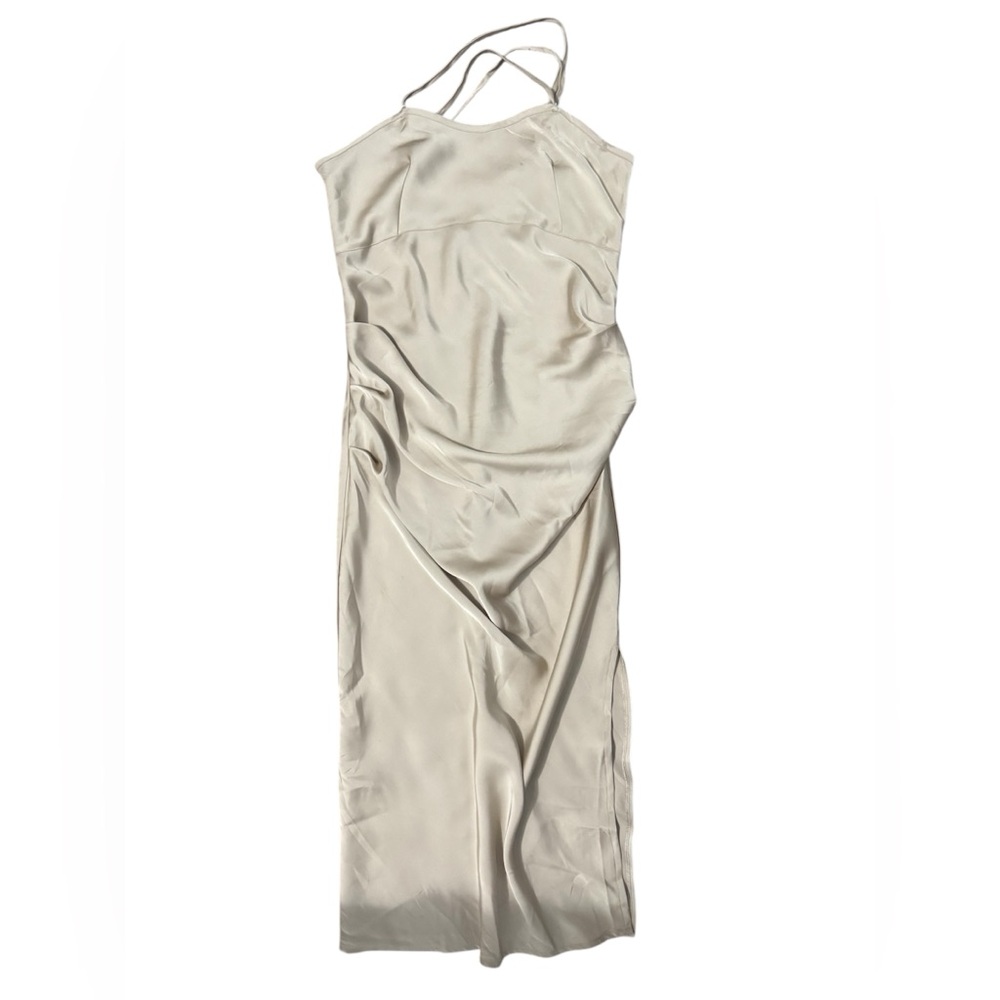 SHEIN | Cream Satin Ruched Sheath Dress for Weddings Size Large
